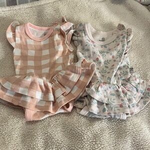 The Honest Company Pink and Gray Bodysuits